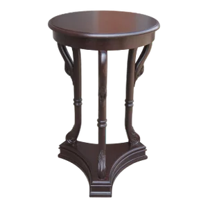 Mid 20th Century French Directoire Crackle Lacquer Gueridon Swan Pedestal Side Table