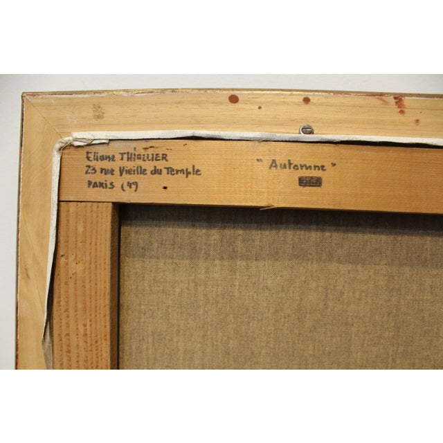 1960s Automnal Scene in a Tuileries Garden Cafe in Paris by Artist Eliane Thiollier For Sale - Image 5 of 7