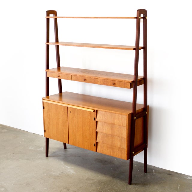 1950s Scandinavian Teak Room Divider / Bookcase With Secretary Desk For Sale - Image 14 of 14