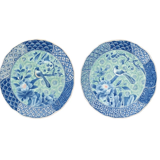 1950s Asian Plates- Pair of Mid-Century Arita Porcelain Plates – Hand-Painted Bird & Peony Motif For Sale - Image 5 of 5