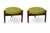 Mid-Century Modern Mid Century Style Round Walnut Ottomans With Lime Green Fabric For Sale - Image 3 of 4