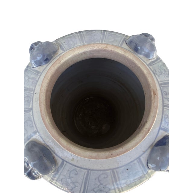 Blue Unique Cornflower Blue-and-Gray Pottery Baluster Jar For Sale - Image 8 of 12