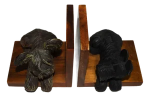 Wooden Bookends with Terriers, 1920s, Set of 2