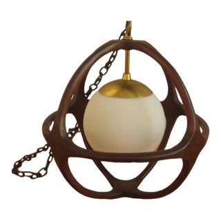 Pearsall Mid Century Walnut Swag Lamp For Sale