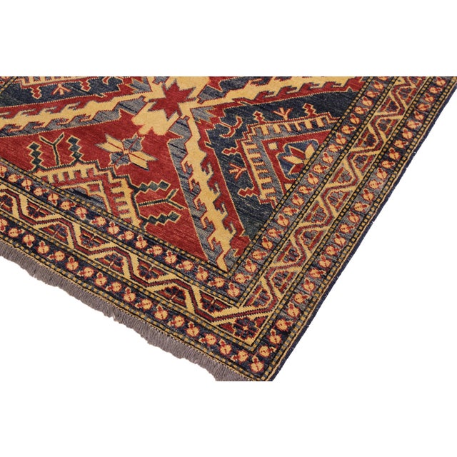 Tribal Super Kazak Red/Beige Wool Rug - 3'8'' X 5'5'' For Sale - Image 4 of 10