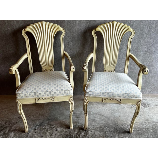 Pair of Gustavian Arm Chairs With Bee Upholstery For Sale - Image 4 of 12
