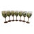 Late 20th Century Set of Seven Hand-Painted Tropical Toucan Wine Glasses With Amber Stems. Coastal Tropical Entertaining For Sale
