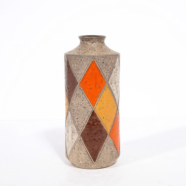 Mid-Century Modernist Hand Painted Ceramic Vase, Signed Thor For Sale - Image 9 of 12