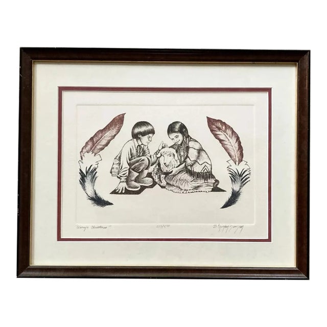 1970s B. Thornton Sansom “Navajo Christmas” Framed Signed & Numbered Litho Print For Sale