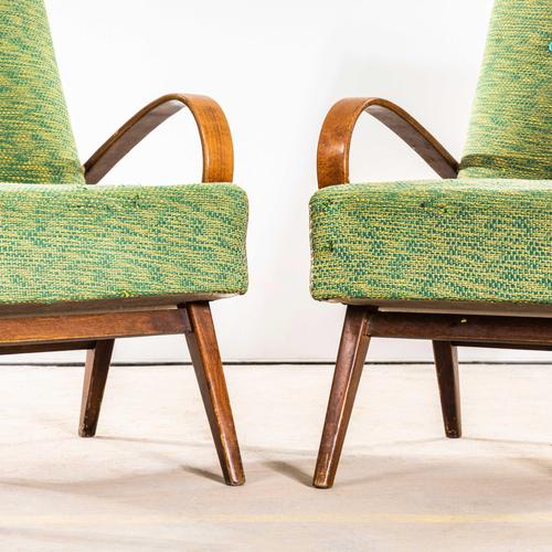 Early 21st Century Armchairs in Lime Weave Fabric by Jaroslav Šmídek, 1950s For Sale - Image 5 of 11