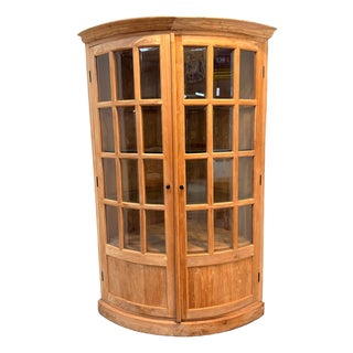 Teak Curved Display Cabinet For Sale