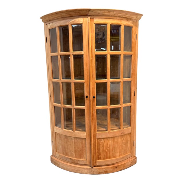 Teak Curved Display Cabinet For Sale
