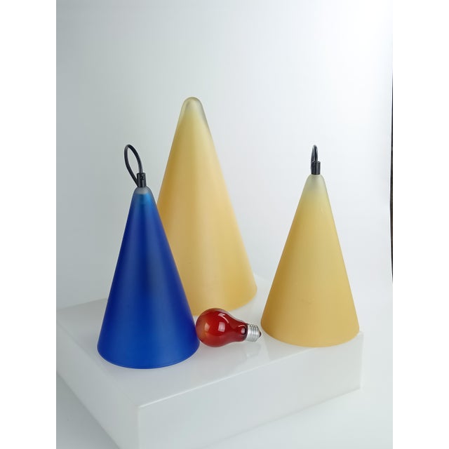 Vintage French Conical Glass Pendant Light from SCE, 1980s For Sale - Image 7 of 10