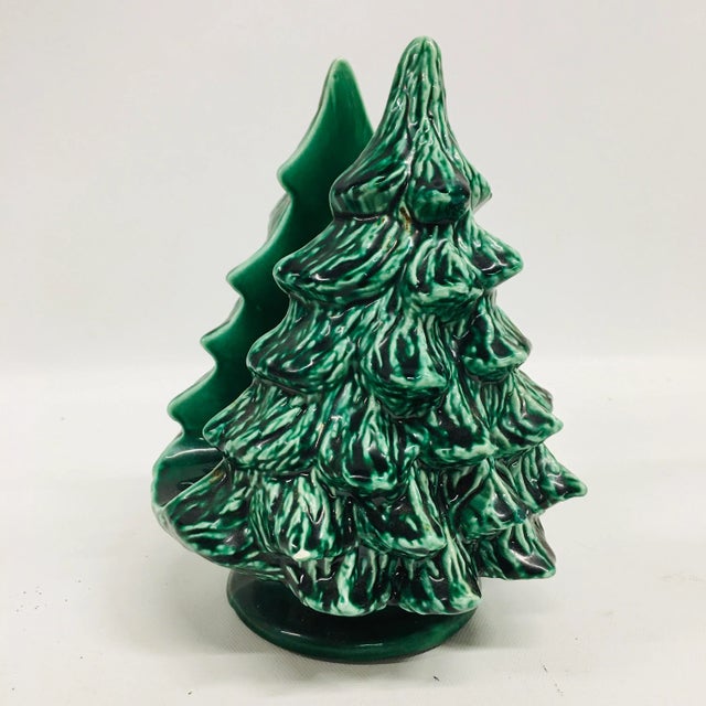 Traditional Vintage Glazed Ceramic Christmas Napkin Holder For Sale - Image 3 of 6