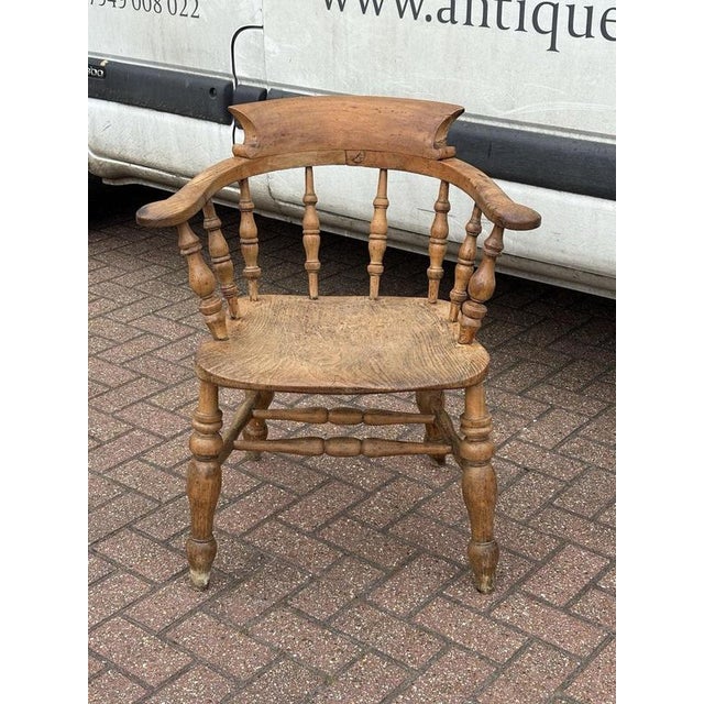 Victorian Light Oak Armchair For Sale - Image 3 of 7