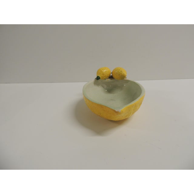 Vintage Majolica Pottery "Lemons" Soap Dish or Candy dish. Stamped: Italy Size: 7"W x 4"D x 2.5"H