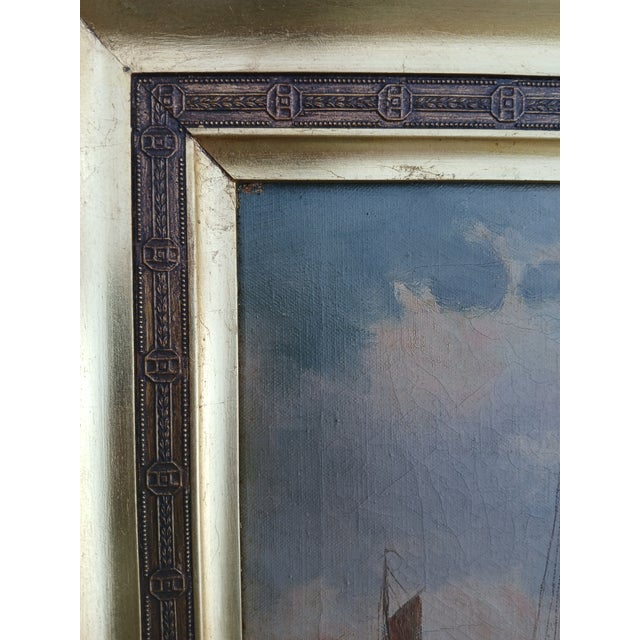 Adrien Dutrey, Sailboats on the Shore, 1890s, Oil on Canvas For Sale - Image 16 of 17