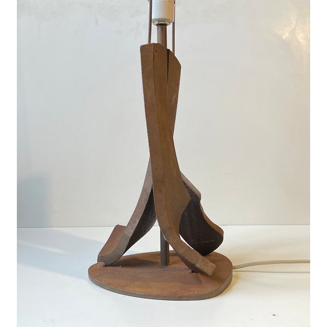 Brown Vintage Brutalist Steel Table Lamp, 1970s For Sale - Image 8 of 12