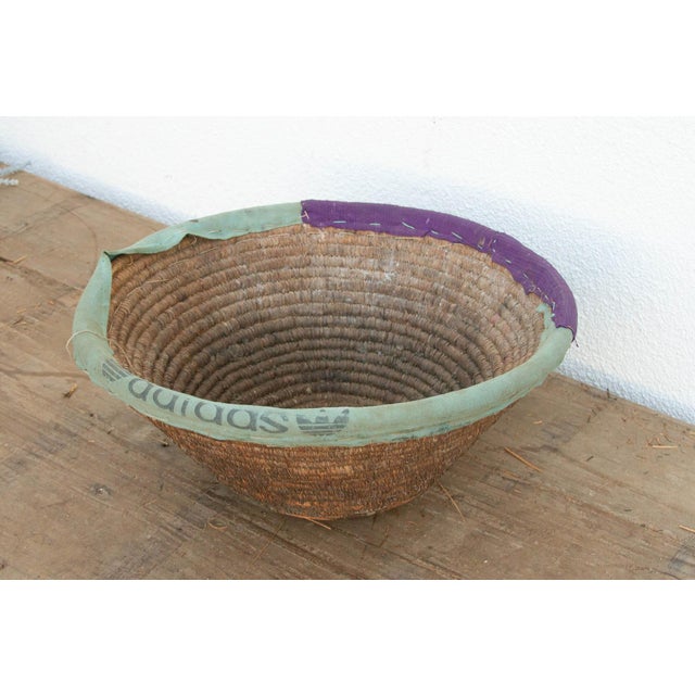 Traditional Vintage Nomodic Harvest Bowl W/Colorful Textile Rim For Sale - Image 3 of 6