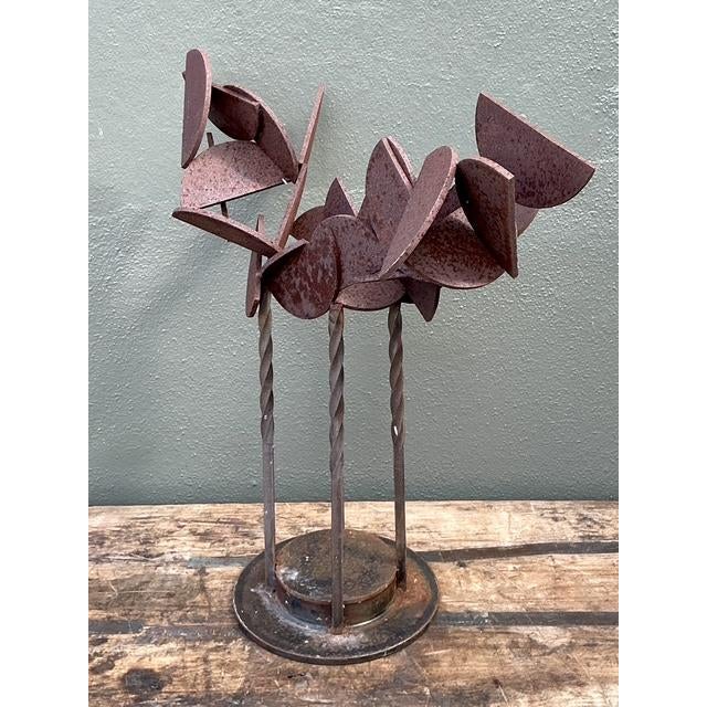 Metal Vintage Patinated Geometric Abstract Sculpture For Sale - Image 7 of 14