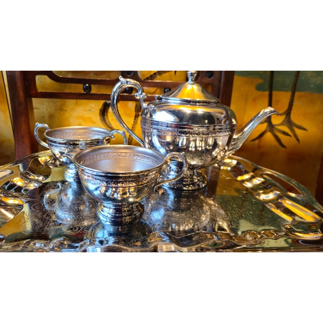 Metal Antique Warren Plate Silver Plated Tea Set- 5 Pieces For Sale - Image 7 of 12