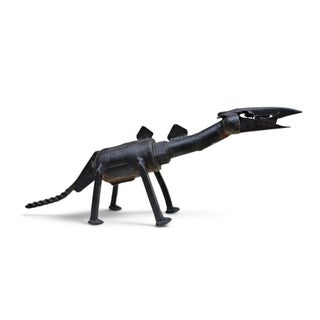 Vintage Handmade Folk Art Metal Dinosaur Sculpture For Sale