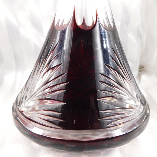 1940s Red Cut to Clear Decanter For Sale - Image 4 of 7