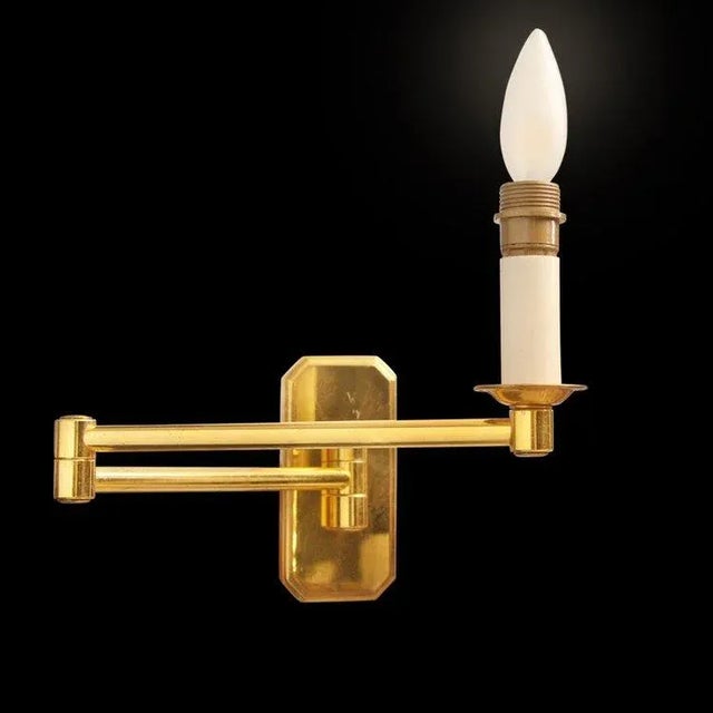 Mid-Century Modern Pair of Luminaire d'Art Transitional Arm Sconces For Sale - Image 3 of 5