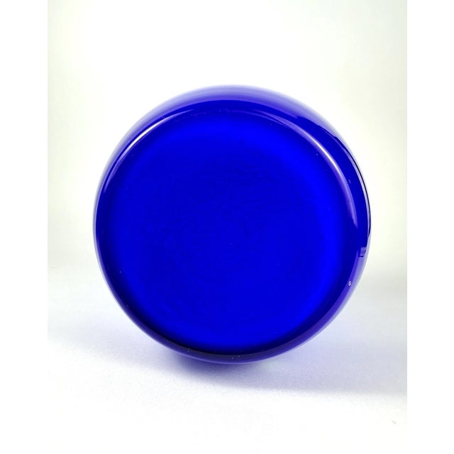 1990s Vintage Murano Style Blue Millefiori Italian Art Glass Large Vase For Sale - Image 5 of 5
