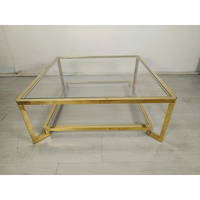Metal Modernist Golden Brass Coffee Table, 1970s For Sale - Image 7 of 17