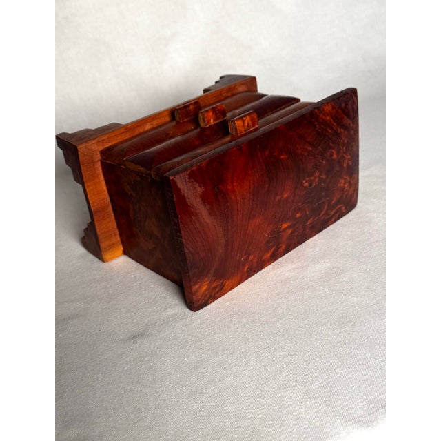 Brown Vintage Mid Century Japanese Minimalism Thuya Burl Wood Box Styled After George Nakashima For Sale - Image 8 of 11