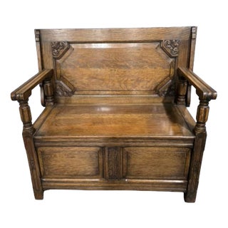 Vintage Oak Monks Bench, 1920 For Sale