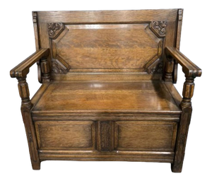 Vintage Oak Monks Bench, 1920