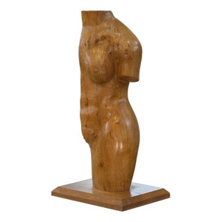 Oak Nude Sculpture, 1960s For Sale