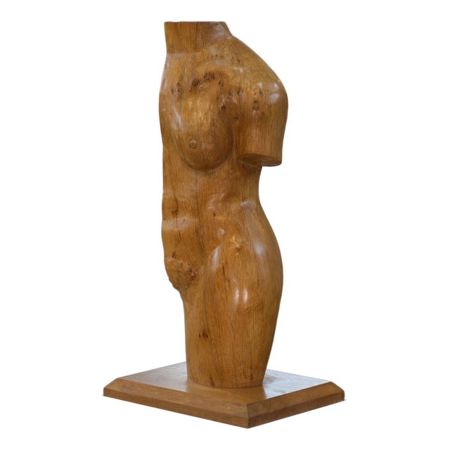 Oak Nude Sculpture, 1960s For Sale