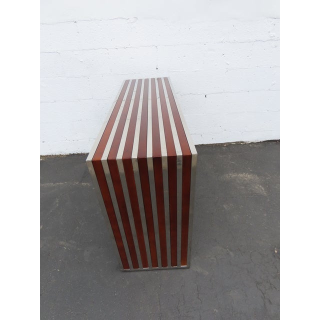 Mid Century Modern Two Tone Chrome and Wood Narrow Console Library Table 6404 For Sale - Image 14 of 16