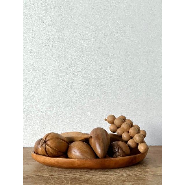 Mid-Century Modern Vintage Boho Leilani Carved Wood Fruit Bowl For Sale - Image 3 of 12