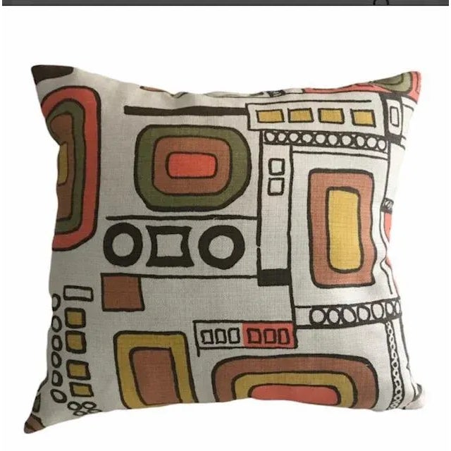 1960’s Linen Abstract Decorative Throw Pillow.