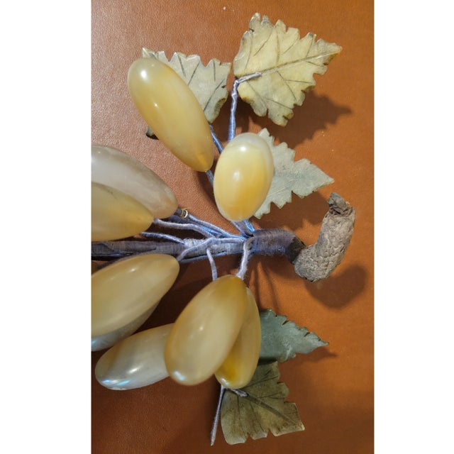 This Vintage MCM Stone Green Grape Cluster & Leaves is a true collector's item. The large grape cluster is made of...