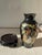 1970s Black Asian Painted Vase and Stand With Bird Details For Sale - Image 4 of 6