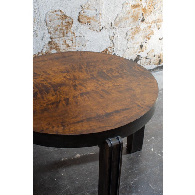 1920s Round Art Deco Coffee or Side Table in Dark Flame Birch For Sale - Image 5 of 7