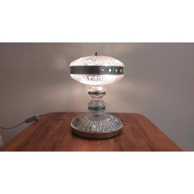 Silver Glass Table Lamp, Czechoslovakia, 1970s For Sale - Image 8 of 11