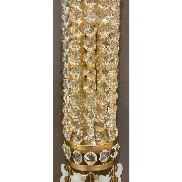 Currey and Company Modern Crystal and Brass Bradshaw Wall Sconces Pair For Sale In Atlanta - Image 6 of 6