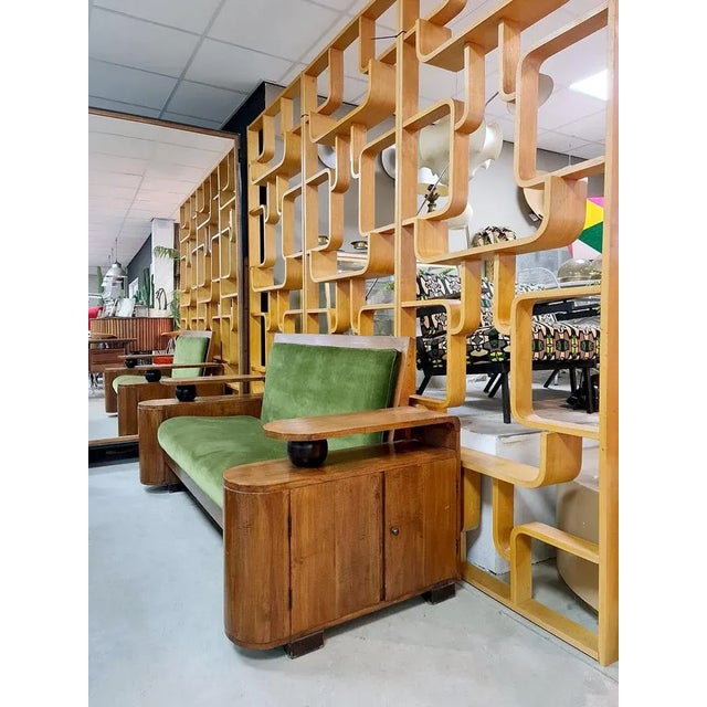 1930s Art Deco Green Velvet Sofa For Sale - Image 5 of 9