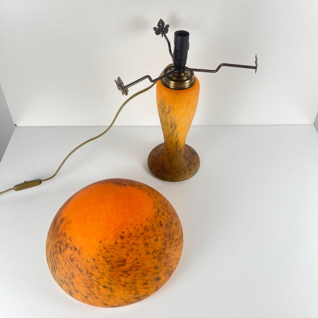 Mushroom Lamp in Speckled Orange Glass from Massive Lighting, Belgium, 1970s For Sale - Image 12 of 14