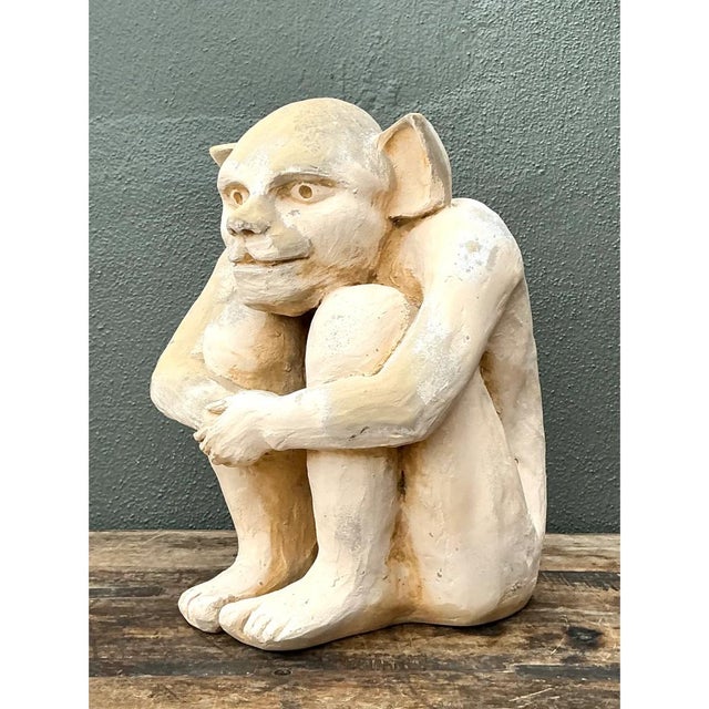 Vintage Plaster Crouching Gargoyle Figure For Sale - Image 11 of 12