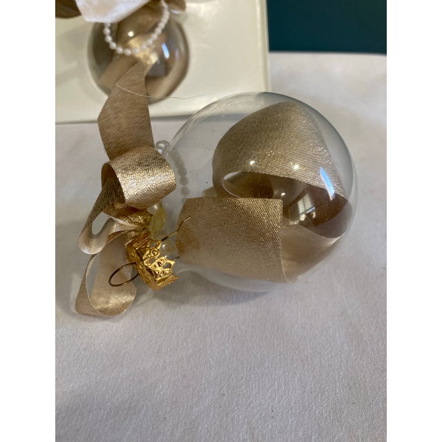 Glass Vintage Gold & Pearl Christmas Ornaments Victoria Collection - Set of 4 For Sale - Image 7 of 8