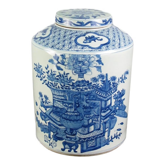 Blue & White Tea Jar For Sale