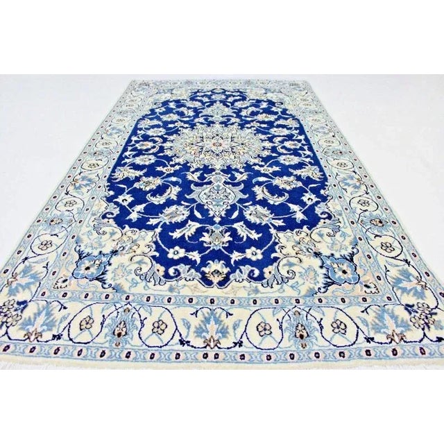 Middle Eastern Hand-Knotted Wool and Silk Nain Rug For Sale - Image 5 of 11