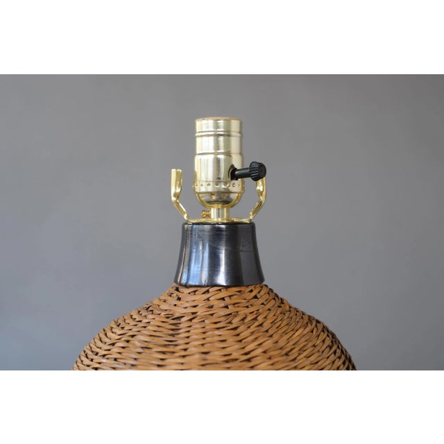 1970s 1970s Vintage Modern Boho Wicker Table Lamp For Sale - Image 5 of 13